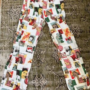 Reformation Comic-Panel Jeans — White with Red, Green, Yellow Accents
